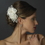 Elegance by Carbonneau Clip-3701 Crystal Rhinestone & Fresh Water Pearl Flower Organza Hair Clip 3701 Ivory
