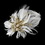 Elegance by Carbonneau Clip-456-Gold Glamorous Gold Bridal Hair Clip with Brooch Pin and Clear Rhinestones & Ivory Feathers 456