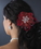 Elegance by Carbonneau Clip-8106-Red Red Bridal Feather Fascinator Clip Brooch 8106