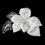 Elegance by Carbonneau Clip-9633 Silver & Ivory Fabric Accented w/ Crystals, Bugle Beads & Rhinestones Flower Hair Clip 9633