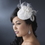 Elegance by Carbonneau Comb-3027 Emroidered Feather Flower Bridal Hat Comb with Russian Tulle Accent in White or Ivory 3027