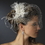 Elegance by Carbonneau Comb-3219 Feather Fascinator Flower with Crystal & Rhinestone Detailing & Russian Birdcage Blusher Veil White or Ivory 3219