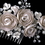 Elegance by Carbonneau Comb-4196-S-RP Silver Rum Pink Pearl & Rhinestone Comb with Matte Satin Flowers
