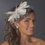 Elegance by Carbonneau Comb-750-Diamond-White Flower Feather Fascinator with Russian Tulle Veiling Accent on Comb 750