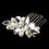 Elegance by Carbonneau Comb-8247-S Dazzling Silver Clear Rhinestone & Freshwater Pearl Bridal Comb 8247