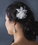 Elegance by Carbonneau Comb-8269 Delightful White Flower Bridal Comb w/ Soft Feathers & Silver Clear Rhinestones 8269