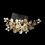 Elegance by Carbonneau Comb-8278-gold Precious Gold Flower Headpiece Comb w/ Ivory Pearls 8278