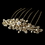 Elegance by Carbonneau Gold Ivory Pearl & Clear Rhinestone Hair Comb 8911