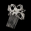 Elegance by Carbonneau Comb-926-AS-Clear Antique Silver Clear Crystal & Rhinestone Ribbon Swirl Hair Comb 926
