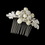 Elegance by Carbonneau Comb-9805 Delightful Silver Hair Comb w/ Clear Rhinestones & Ivory Pearls 9805