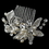 Elegance by Carbonneau Comb-9860-S-FW Silver Freshwater Pearl & Rhinestone Floral Comb