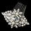 Elegance by Carbonneau Antique Rhodium Silver Clear Rhinestone & Freshwater Pearl Comb 9883