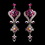 Elegance by Carbonneau e-1031-pink Silver Pink Multi Crystal Chandeleir Earrings 1031