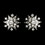 Elegance by Carbonneau e-1332-silver Dazzling Antique Silver Starburst Clip-On Earrings w/ Clear Crystals 1332