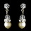 Elegance by Carbonneau E-216-Silver-Ivory Silver & Ivory Pearl Earrings E 216