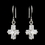 Elegance by Carbonneau E-24786-S-Clear Silver Clear Rhinestone Dangle Drop Cross Earrings 24786