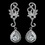 Elegance by Carbonneau Antique Rhodium Silver Swirl Flower & Teardrop Encrusted Pave CZ Crystal Earrings 2899