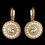 Elegance by Carbonneau E-295-G-IV Gold Ivory Pearl & Rhinestone Circle Leverback Drop Earrings 295