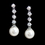Elegance by Carbonneau E-3626-AS-White Stunning Silver Clear Cubic Zirconia & White Pearl Earrings 3626