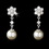 Elegance by Carbonneau E-3631-AS-Ivory Delightful Silver Clear CZ Flower Earrings w/ Pearl Drop 3631