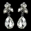 Elegance by Carbonneau Silver Clear Teardrop & Marquise CZ Crystal Dangle Earrings 40564