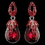 Elegance by Carbonneau Antique Silver Red Rhinestone Teardrop Dangle Earrings 40697