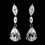 Elegance by Carbonneau E-5500-AS-Clear Antique Silver Clear CZ Teardrop Dangle Earrings 5500