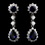 Elegance by Carbonneau E-5560-S-Sapphire Princess Kate Middleton Inspired Silver Clear & Sapphire CZ Drop Earrings 5560