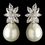 Elegance by Carbonneau E-7414-RD-DW Rhodium Clear Marquise CZ Crystal & Diamond White Pearl Drop Earrings 7414