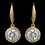 Elegance by Carbonneau E-7429-G-CL Gold Clear Leverback CZ Drop Earrings