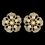 Elegance by Carbonneau E-76002-G-IV Gold Ivory Pearl & Rhinestone Flower Stud Earring 76002