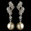 Elegance by Carbonneau E-76017-RD-DW Rhodium CZ Crystal & Diamond White Pearl Drop Earrings 76017