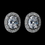 Elegance by Carbonneau Antique Rhodium Silver Clear Oval CZ Crystal Pave Encrusted Stud Earrings 7738