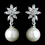 Elegance by Carbonneau Antique Rhodium Silver Diamond White & CZ Crystal Pearl Drop Earrings 7756