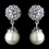 Elegance by Carbonneau Antique Rhodium Silver Petite CZ Crystal Solitaire Encrusted With Pearl Drop Earrings 7758