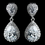Elegance by Carbonneau Antique Rhodium Silver Clear  Tear Drop Pave Encrusted CZ Crystal Earrings 7761