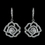 Elegance by Carbonneau Antique Rhodium Silver Clear CZ Crystal Encrusted Pave Rose Dangle Earrings 7765