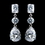 Elegance by Carbonneau Antique Rhodium Silver Clear Princess, Solitaire & Teardrop CZ Crystal Earrings 7793