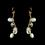 Elegance by Carbonneau E-7829-Gold Gold Silk White Pearl Clear Crystal Earring Set 7829