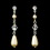 Elegance by Carbonneau E-8146-Silver-Ivory Elegant Silver Clear Crystal & Rhinestone Dangle Earrings w/ Ivory Pearls Earring 8146