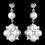Elegance by Carbonneau E-8579-AS-White Antique Rhodium Silver Clear CZ Crystal & White Pearl Drop Flower Earrings 8579