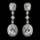Elegance by Carbonneau E-8655-AS-Clear Antique Silver Clear Princess Oval CZ Crystal Dangle Bridal Earrings 8655