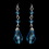 Elegance by Carbonneau E-8737-S-Aqua Silver Aqua Crystal Tear Drop Dangle Bridal Earrings 8737