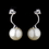 Elegance by Carbonneau E-8764-S-Ivory Silver Ivory Pearl & CZ Crystal Drop Earrings 8764