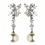 Elegance by Carbonneau E-8765-AS-Ivory Silver Ivory Pearl & CZ Crystal Dangle Earrings 8765