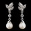Elegance by Carbonneau E-8932-AS-DW Antique Rhodium Silver Clear CZ Crystal Bridal Earrings 8932 w/Pearl Drop