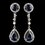 Elegance by Carbonneau Antique Silver Rhodium Sapphire CZ Crystal Drop Earrings 9116