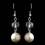 Elegance by Carbonneau E-9265-S-Rum Silver Ivory Pearl & Crystal Ball Drop Hook Earrings 9265