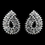 Elegance by Carbonneau E-9268-AS-White Silver White Pearl and Clear Rhinestone Paisley Style Earrings 9268