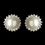 Elegance by Carbonneau E-9396-RD-WH Rhodium White Pearl & CZ Crystal Stud Earrings 9396